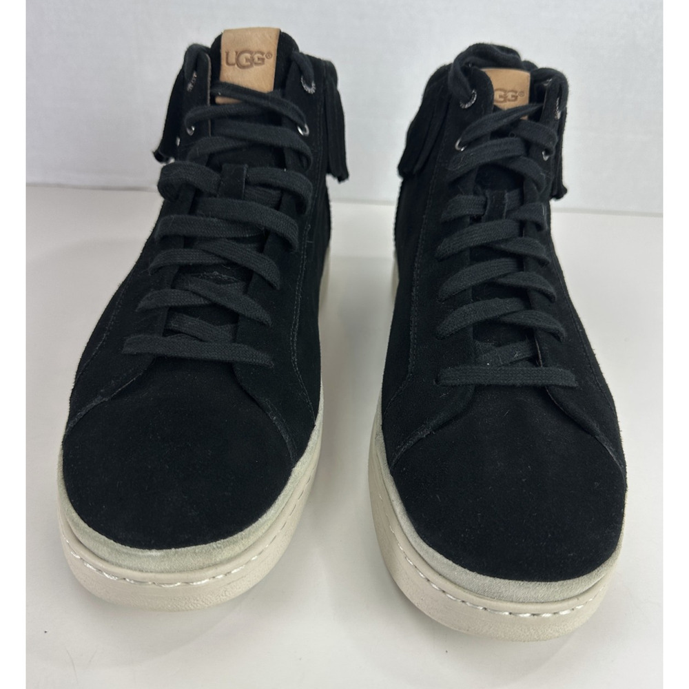 UGG Cali Fringe High Top Trainer Suede Boots Men's 11.5 Black Laced Shoes Uggs - Picture 8 of 14